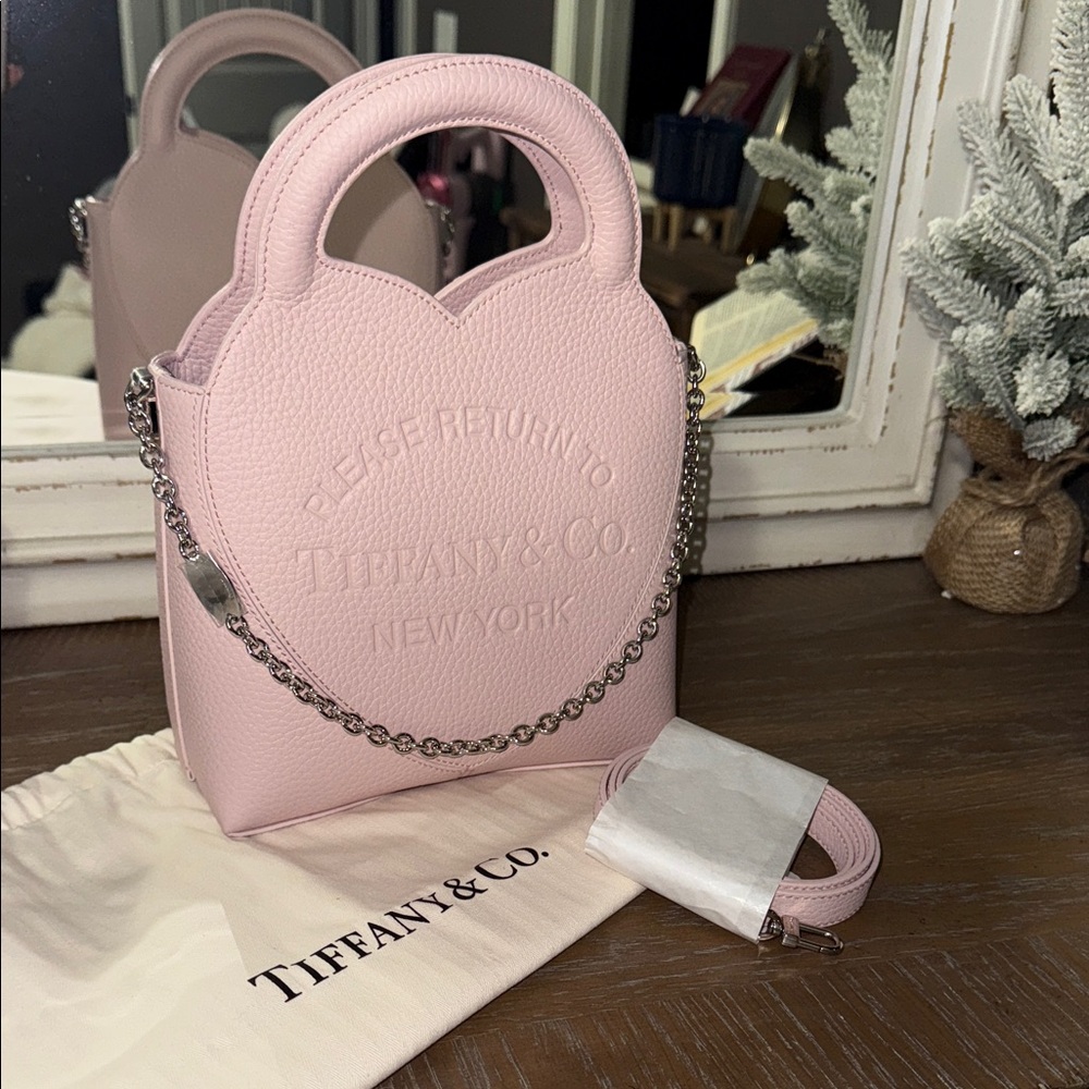 Tiffany & Co. Pink Heart Mini Bag with Silver Chain